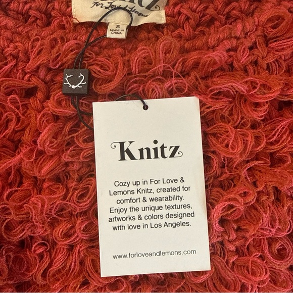 NWT New Knitz for For Love & Lemons Joplin Pullover Sweater Coral Salmon Small - Picture 5 of 13